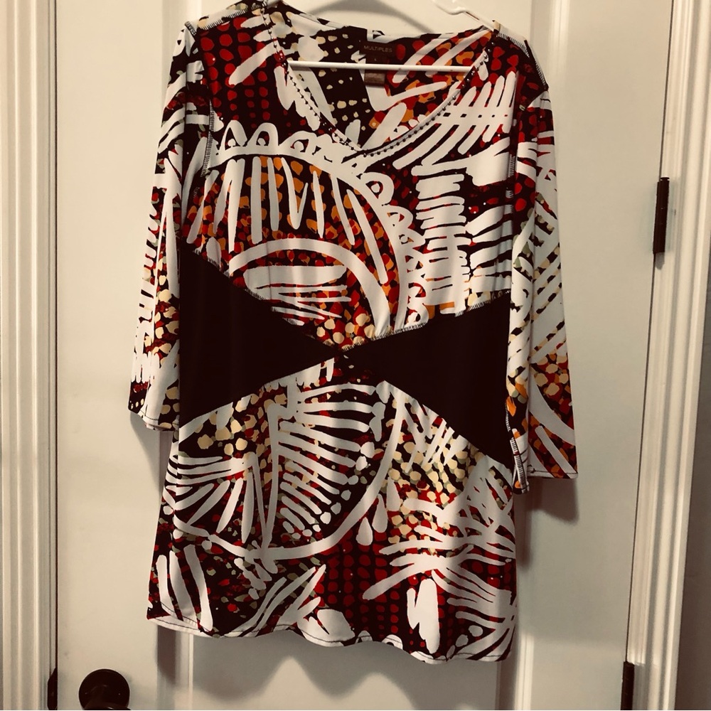 Multiples women’s size large, long sleeve blouse, colorful
